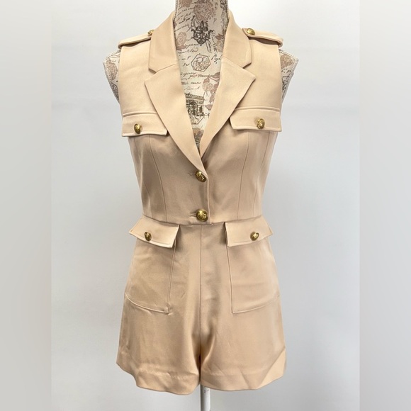 ALICE & OLIVIA Beige PHILLIS sleeveless romper size 4 - Picture 2 of 16